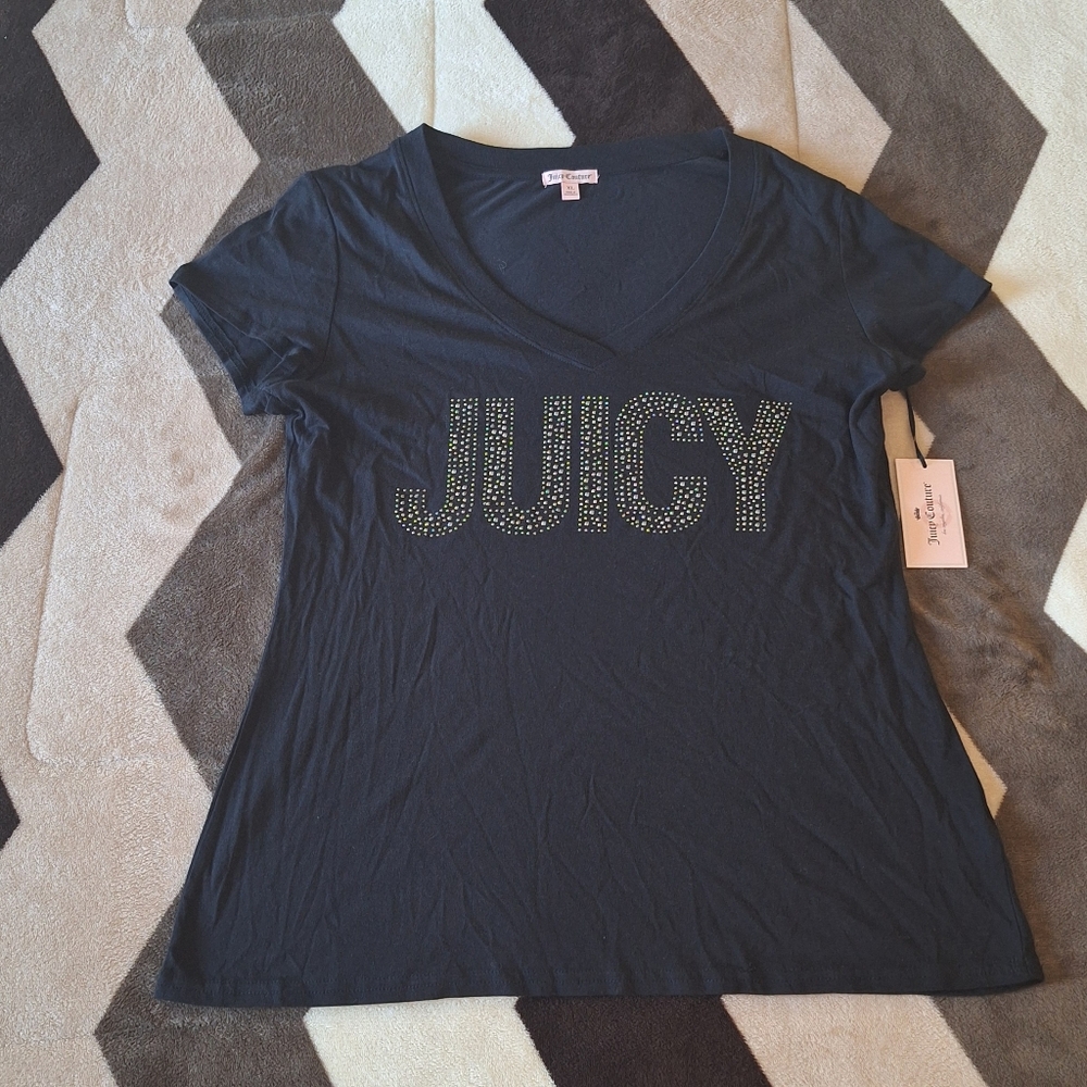 Juicy Bling V-Neck top in the "Black Tie" color, size X Large NWT